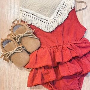 Red Ruffled Baby Romper